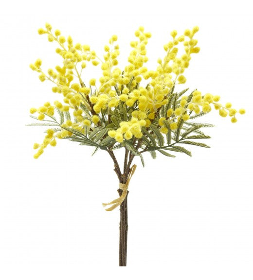 EDG - Bouquet Mimosa Artificiale 3 Rami con Foglie H 39 Cm Yellow