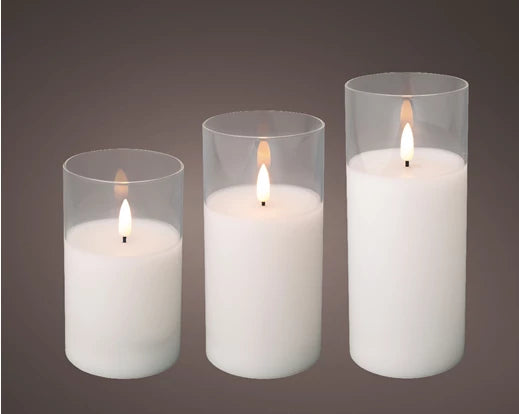 Garden Foggia - Box of 3 LED Candles H 17.5cm D7.5CM