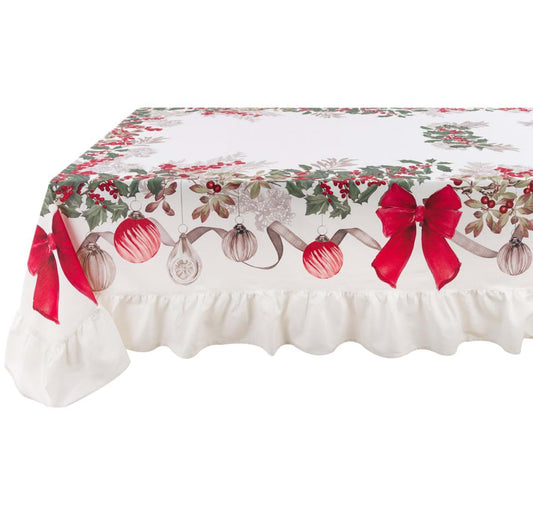 Blanc Mariclo - Nappe rectangulaire de Noël 180×270 avec gala Symphonie