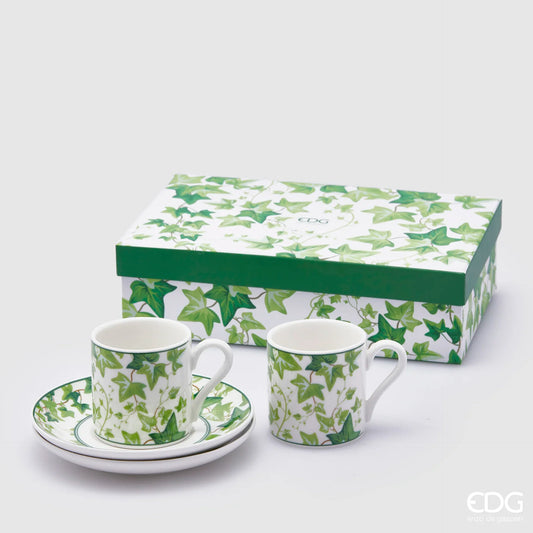 EDG - Set of 2 Ivy Coffee Cups with Saucer