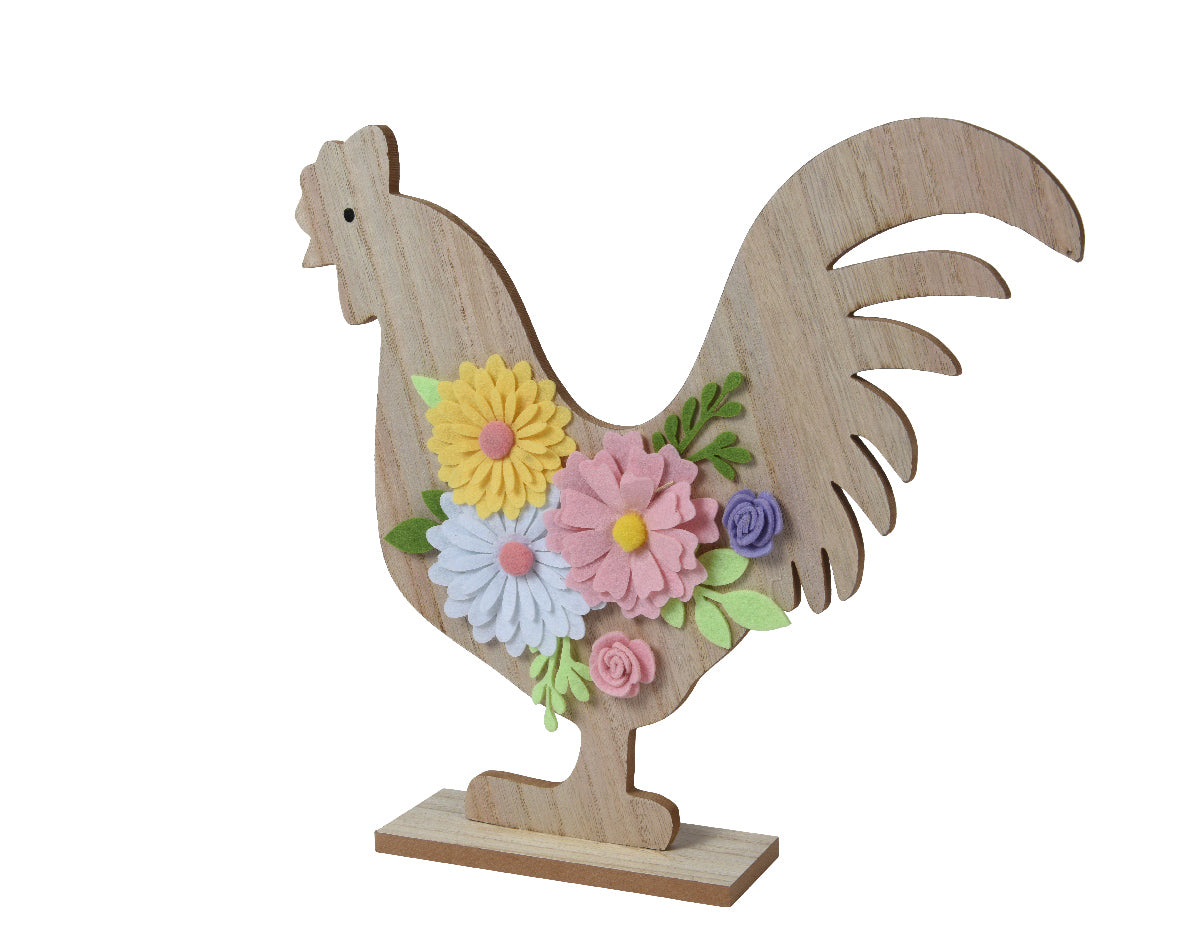 Jardin Foggia - Décoration Coq en Bois avec Support H 30CM