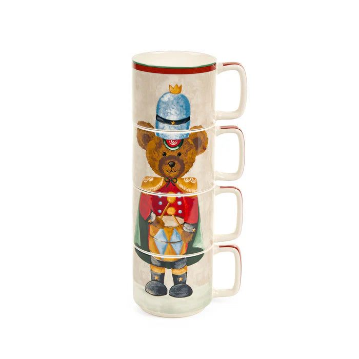 Cloth Clouds Set 4 Mugs Soldier Bear Wonderland 330ml