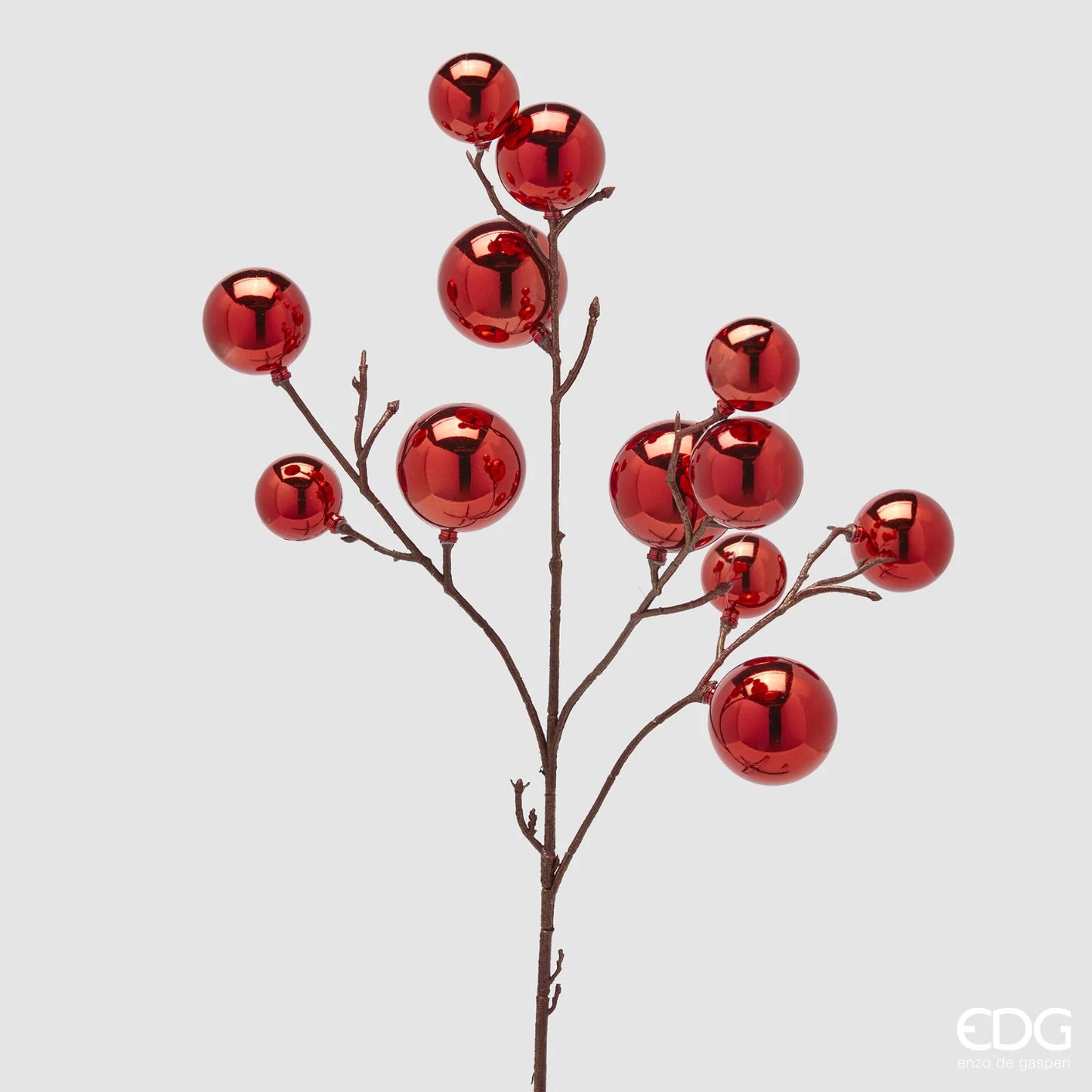 EDG - Boules Décor Branche Mix 12 pièces H53 cm Rouge