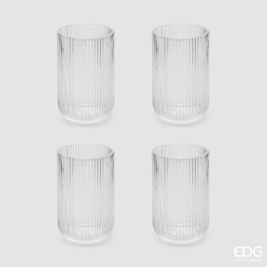 EDG -  Bicchiere Righe Tumbler H 12 Cm D 8 Cm Set 4 pz